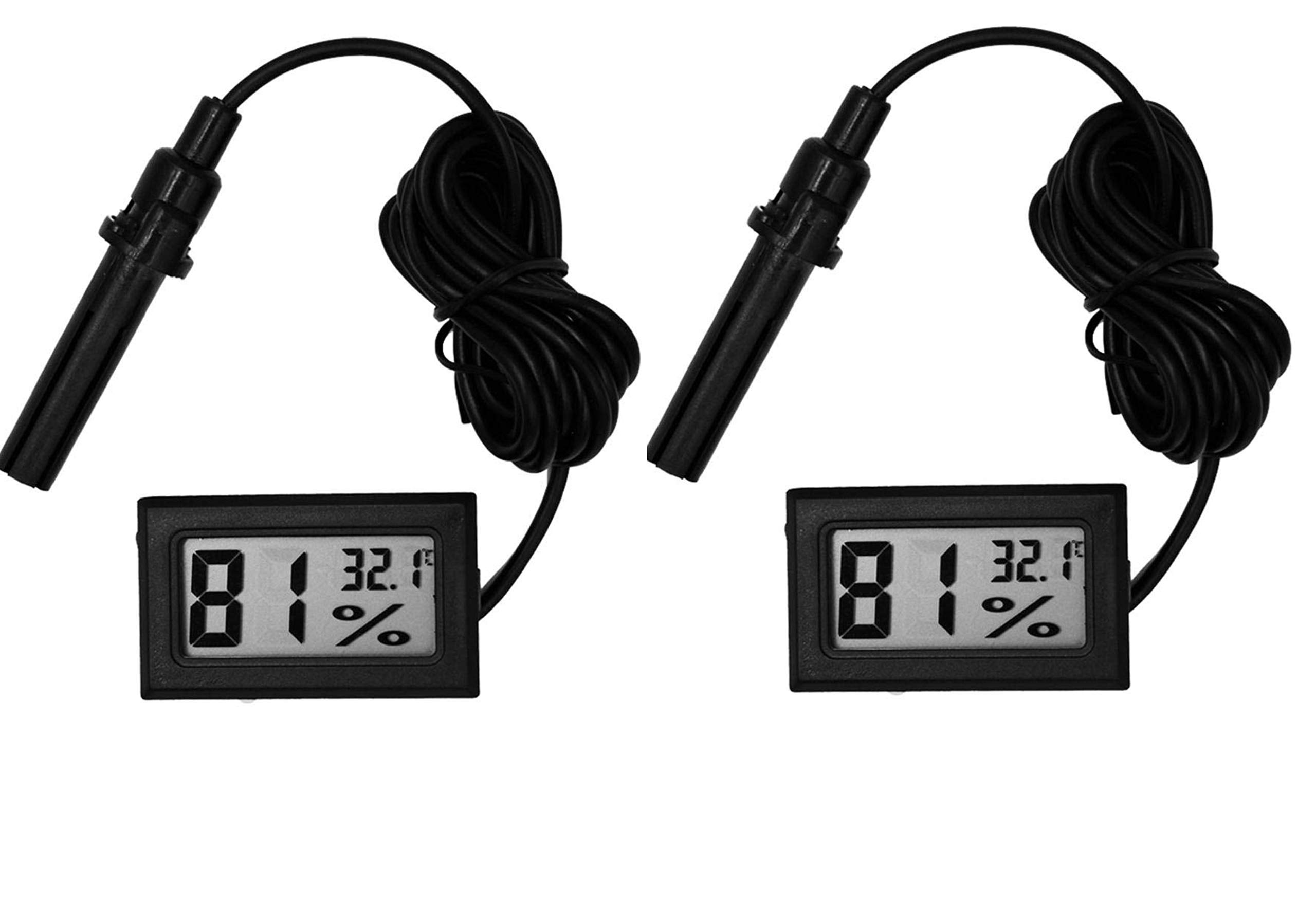 Mini LCD Digital Thermometer Hygrometer Temperature Humidity Meter W Probe (Black) (2)