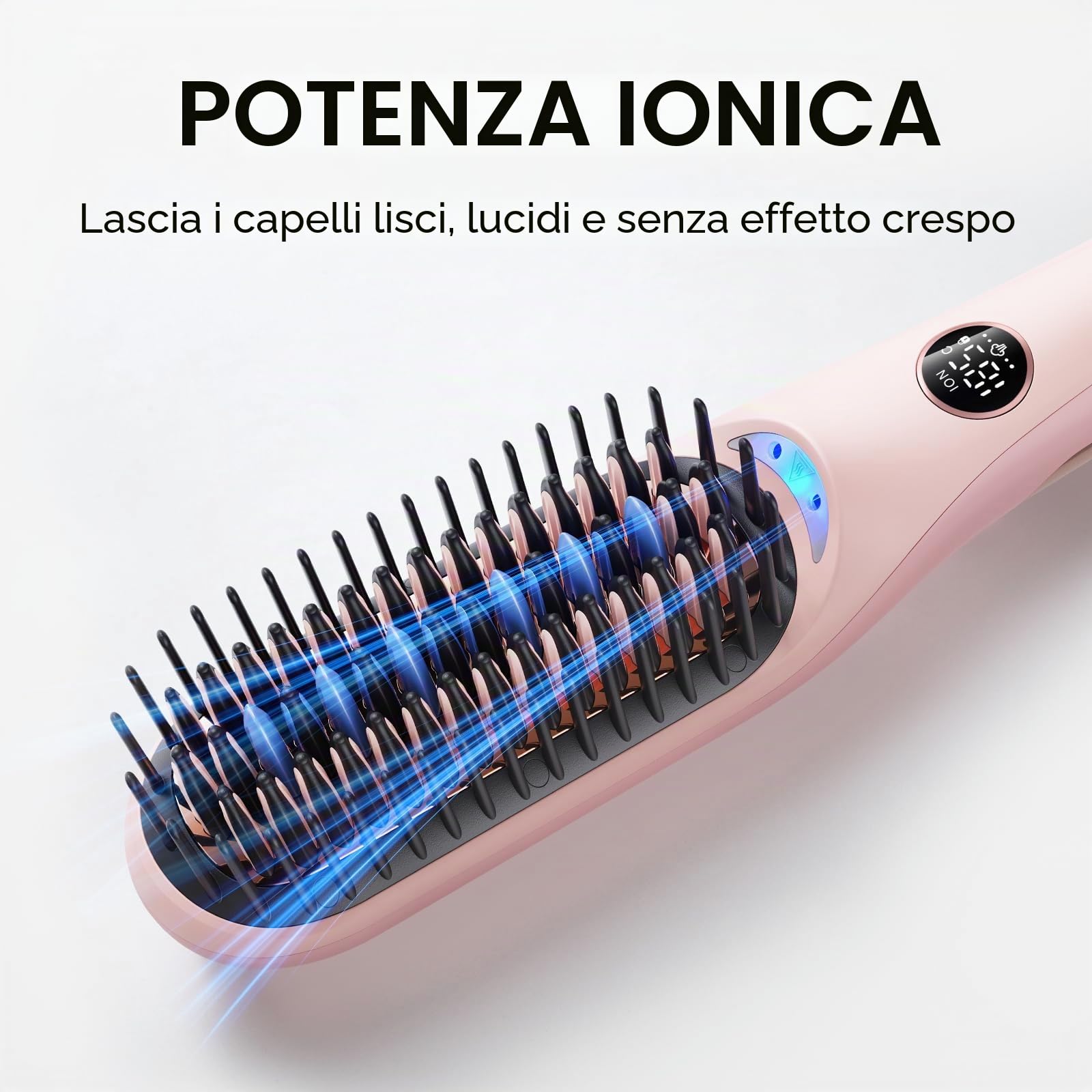 Wavytalk Spazzola Lisciante a vapore per Capelli Steambrush Pro 4-in-1 per donna, riduce i danni del calore con vapore e ioni, styling veloce da salone, lucentezza senza crespo, doppia tensione, rosa