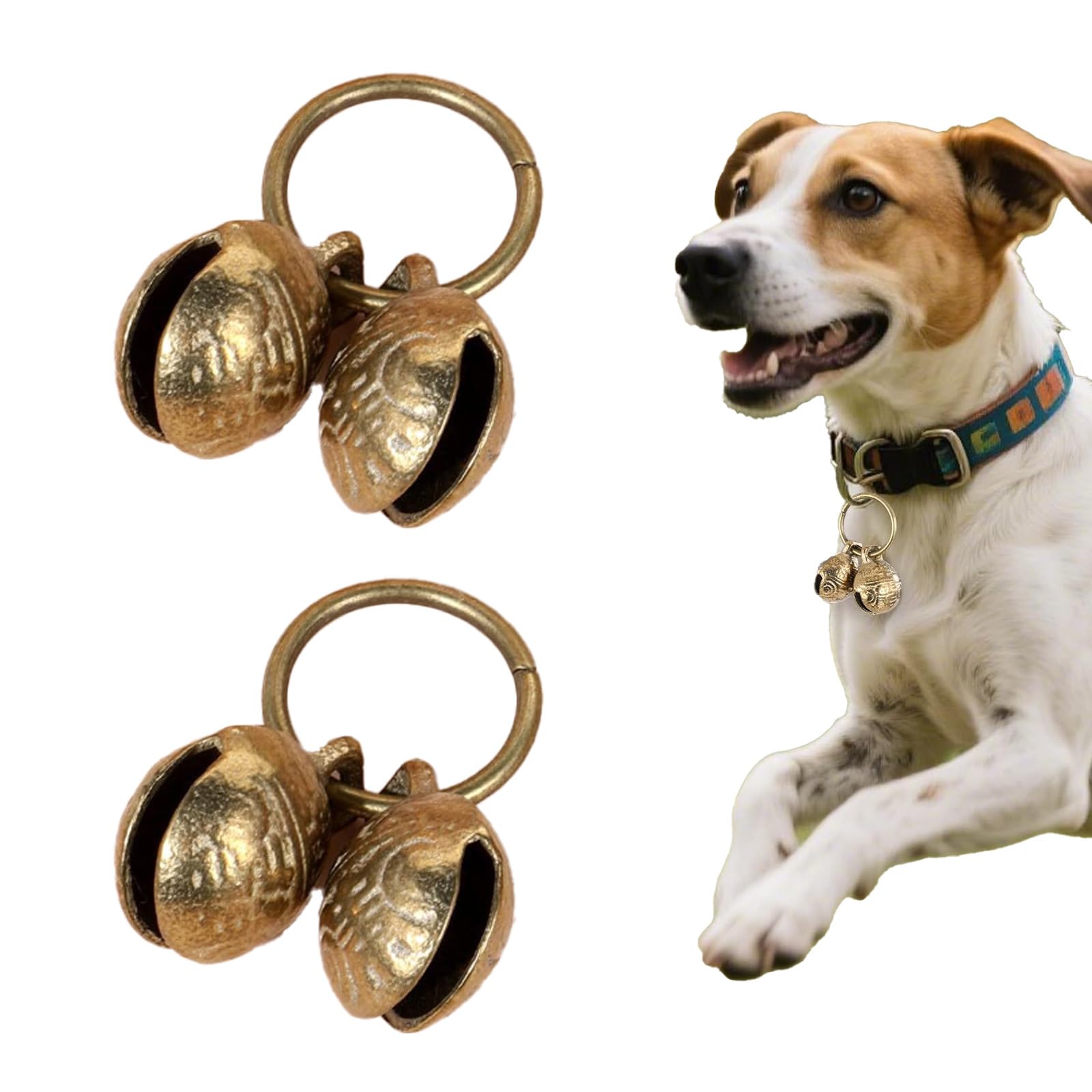 2 Pairs Extra Loud Cat Dog Bells Toilet Training Dog Collar Bell 18mm/0.71in Metal Pet Collar Bells with Vintage Charm Pendant for Small Puppy & Cats Tracking Security Accessories
