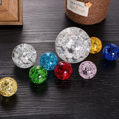 GARPROVM Bola de cristal de cristal de 1.181 in Fuente de bola de grieta de hielo Bonsái Característica de agua Adornos de bola decorativa