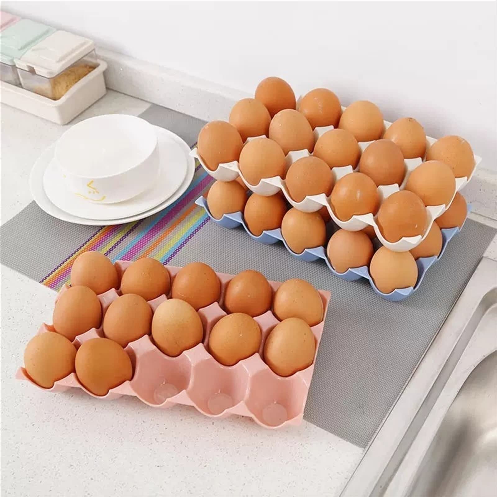 Cesta de Huevos Organizador de Huevos para el hogar Nevera Nevera Caja de Almacenamiento Organizador Cocina Soporte para Huevos Bandeja Nevera (1)