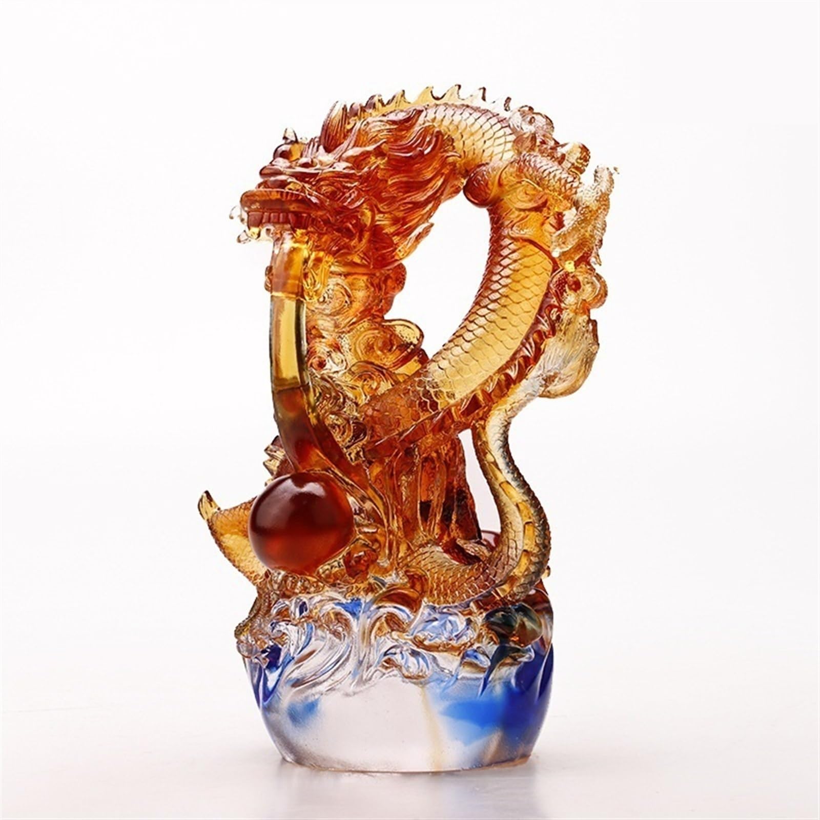 Dekoracja pulpitu Feng Shui kolorowe glazury smok Ornament Office Home Decoration prezent na otwarcie Rzeźby ozdobne