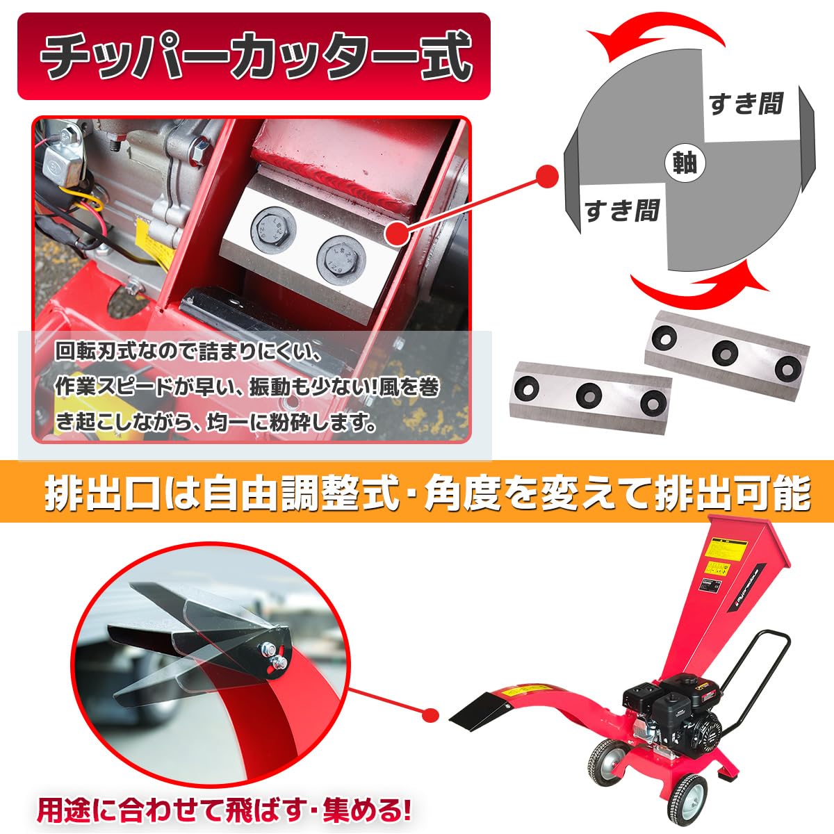 Amazon | 【営業所止め発送】高速エンジン粉砕機 ウッドチッパー 排気