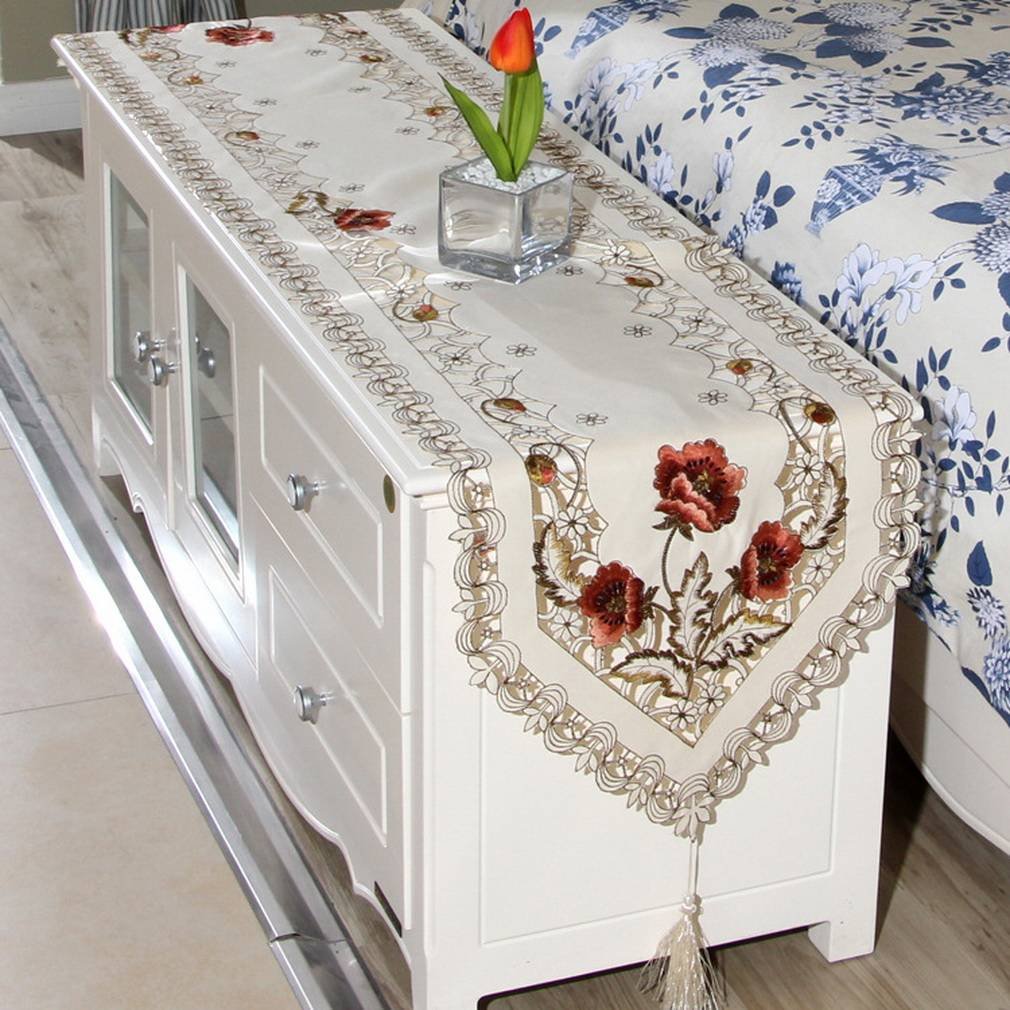 花柄刺繍テーブルランナー 約90cm 花柄刺繍テーブルランナー 約90cm