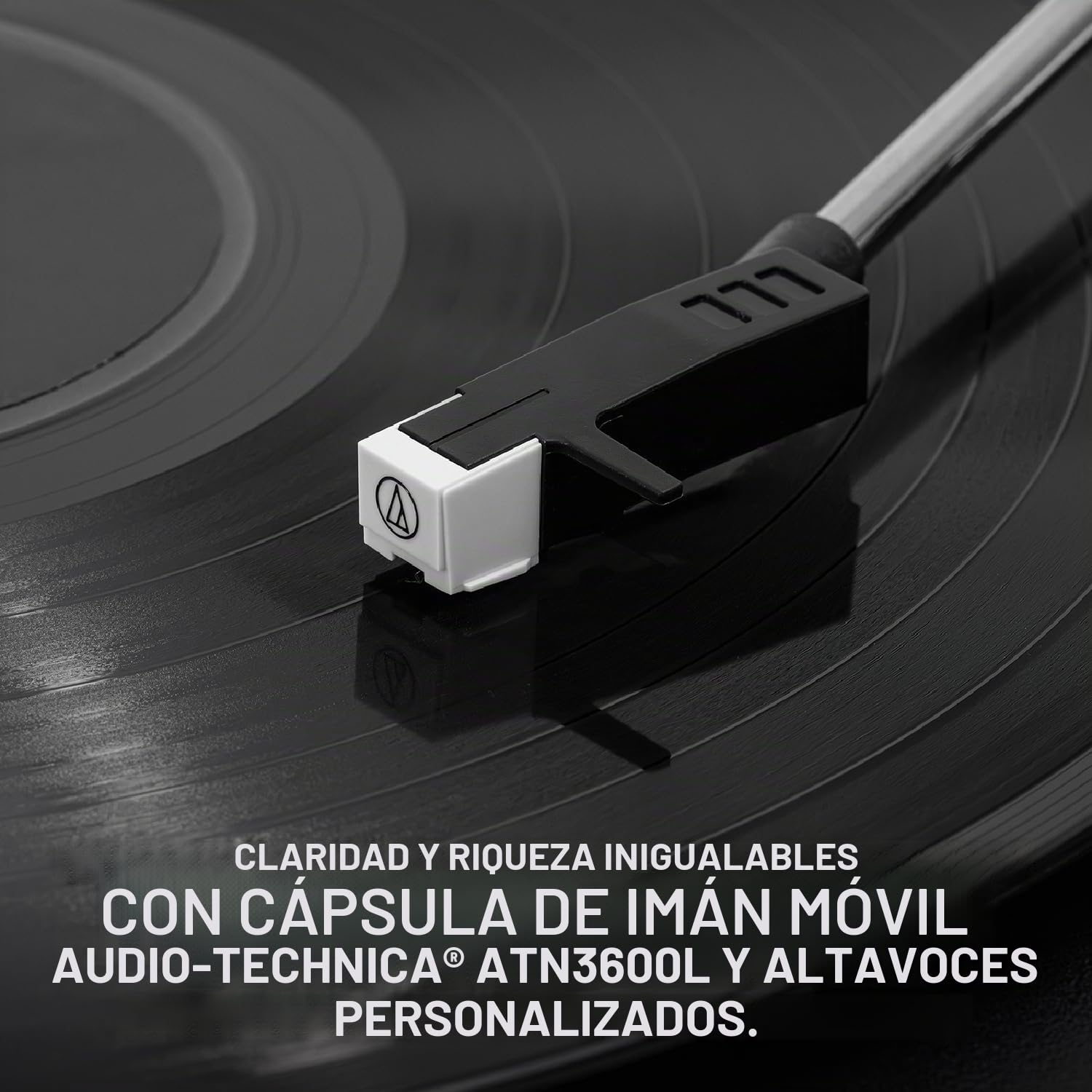 Tocadiscos Victrola Eastwood II con Altavoces – Bluetooth 5.1 y tecnología Vinyl Stream, Tocadiscos de Vinilo de 3 velocidades de Estilo Vintage, cápsula Audio Technica AT-3600LA (Roble)