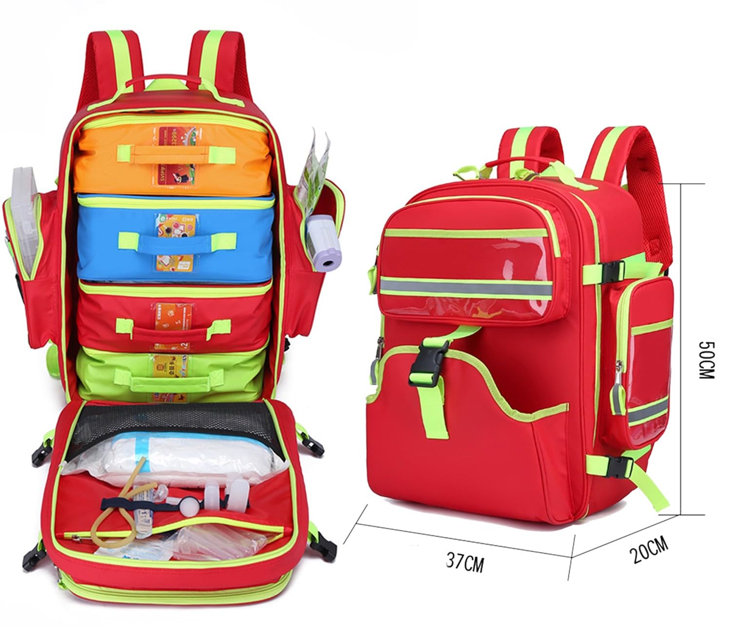 Bolsa De Emergencia para Traumatismos, Bolsa Médica, Mochila De Emergencia, Compartimentos Múltiples para Exteriores para Escalada Senderismo Acampar Botiquin De Primeros Auxilios