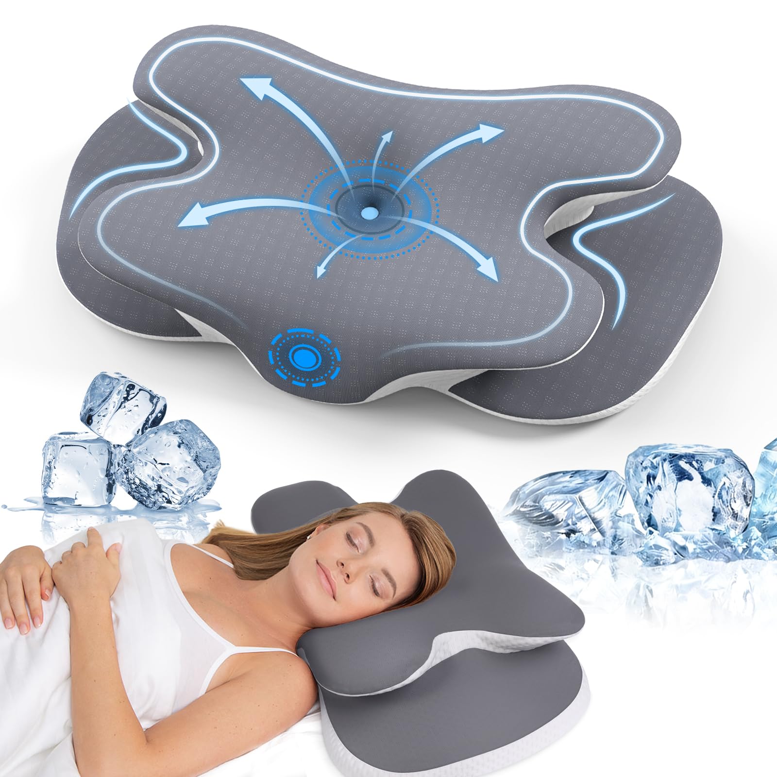 A-Pce Memory Foam Pillow for Neck and Shoulder Pain, Side Sleeper Pillow with Breathable, Removable Pillowcase, Orthopedic Neck Pillow for Side, Back,Stomach Sleepers, Small