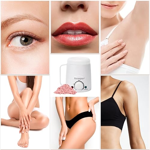 Miniatura 6 de Kit de depilación para mujer  Mini kit de cera para depilación, kit portátil de cera dura con cuentas de cera dura de 14 onzas, kit de cera de