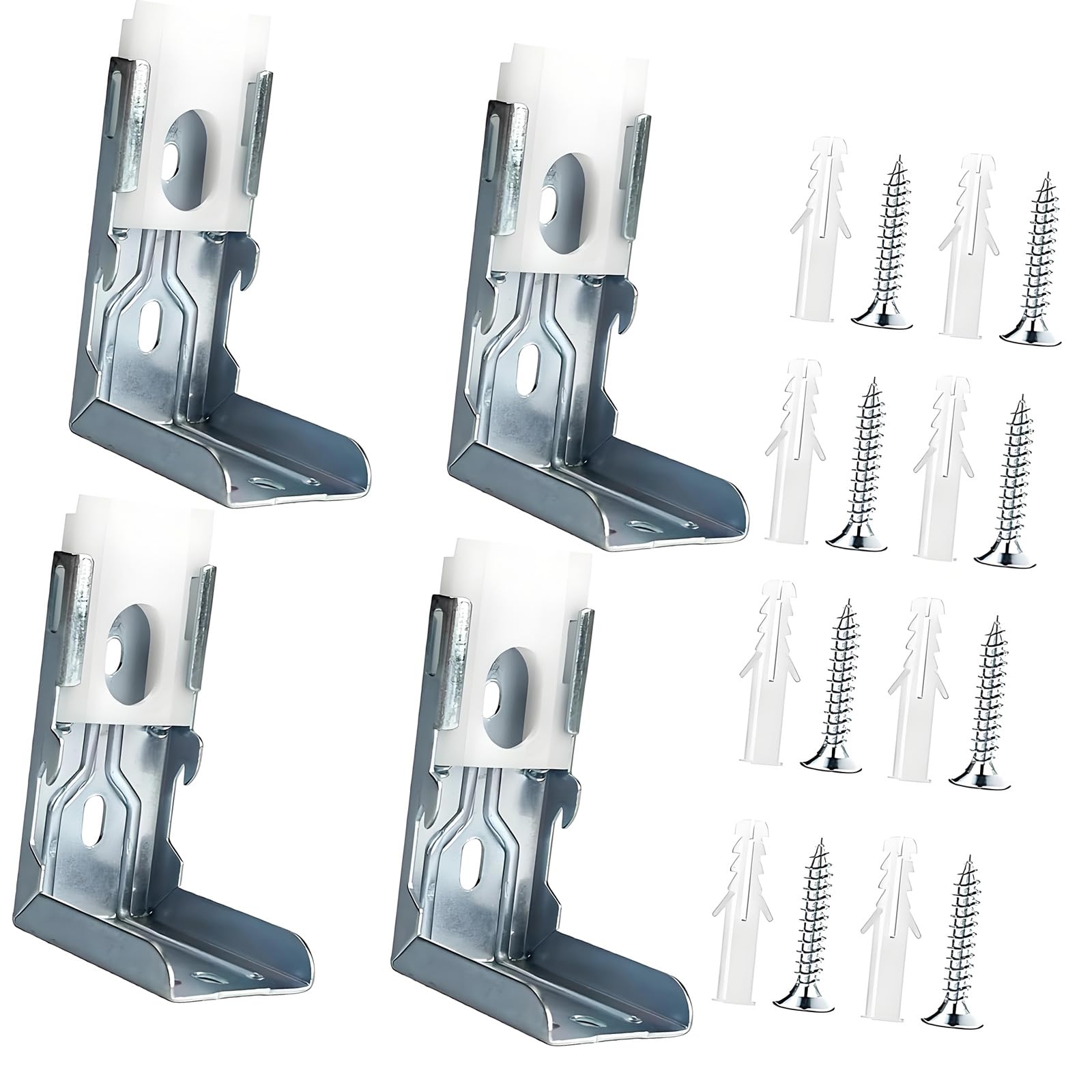 Jazuaiao 4Pcs Silver Metal Vertical Blind Mounting Brackets Replacement Hardware for Interior and Exterior Zebras Roller Shade Light Filtering Roller Shade Mount Hardware