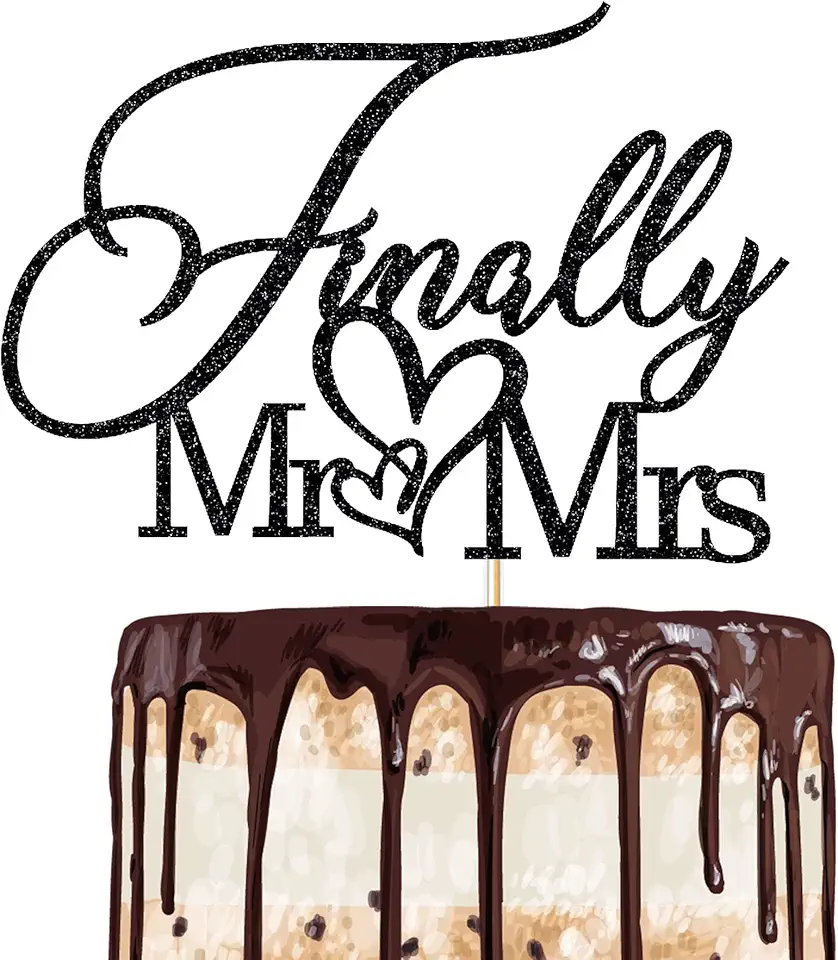 Finally Mr&Mrs Wedding Cake Topper, Elegant Cake Topper...