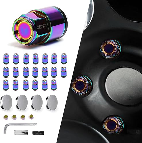 Miniatura 1 de 28 tapas de cubo de rueda Tesla modelo 3 Y, 4 tapas centrales de cubo, 4 tapas de válvula de neumático, 20 tuercas de llanta, kit de tapas de todas