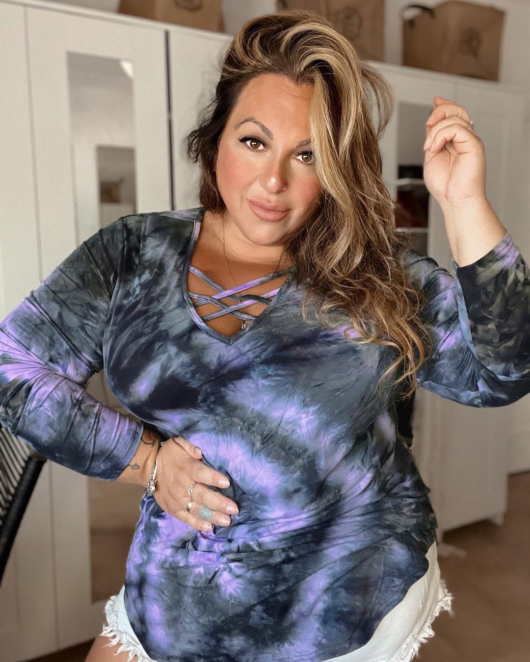 RITERA Plus Size Tops for Women Color Block Long Sleeve Shirts Casual Crewneck Tunics Fall Winter XL-5XL - Image 2