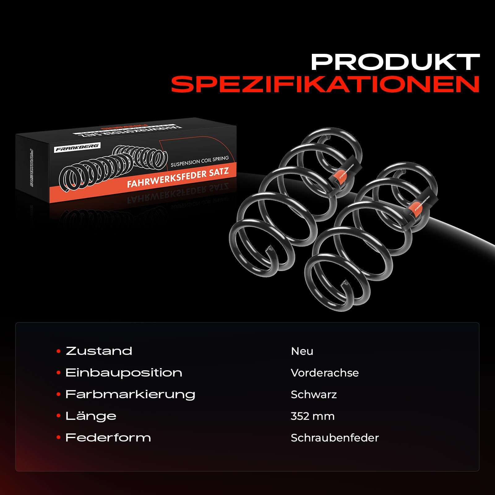 Frankberg 2x Federn Fahrwerksfeder Vorderachse Kompatibel mit Yeti 5L 2.0L 2009-2017 Octavia II Combi 1Z5 1.6L-2.0L 2004-2013 Replace# 1K0411105DK