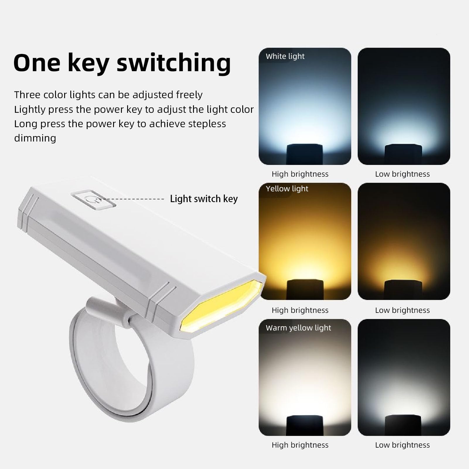 LED Wrist Light, 360 Degree Adjustable Hands Flashlight with 3 Color Temperatures Stepless Dimmable, for Night Cycling Running. 400mAh