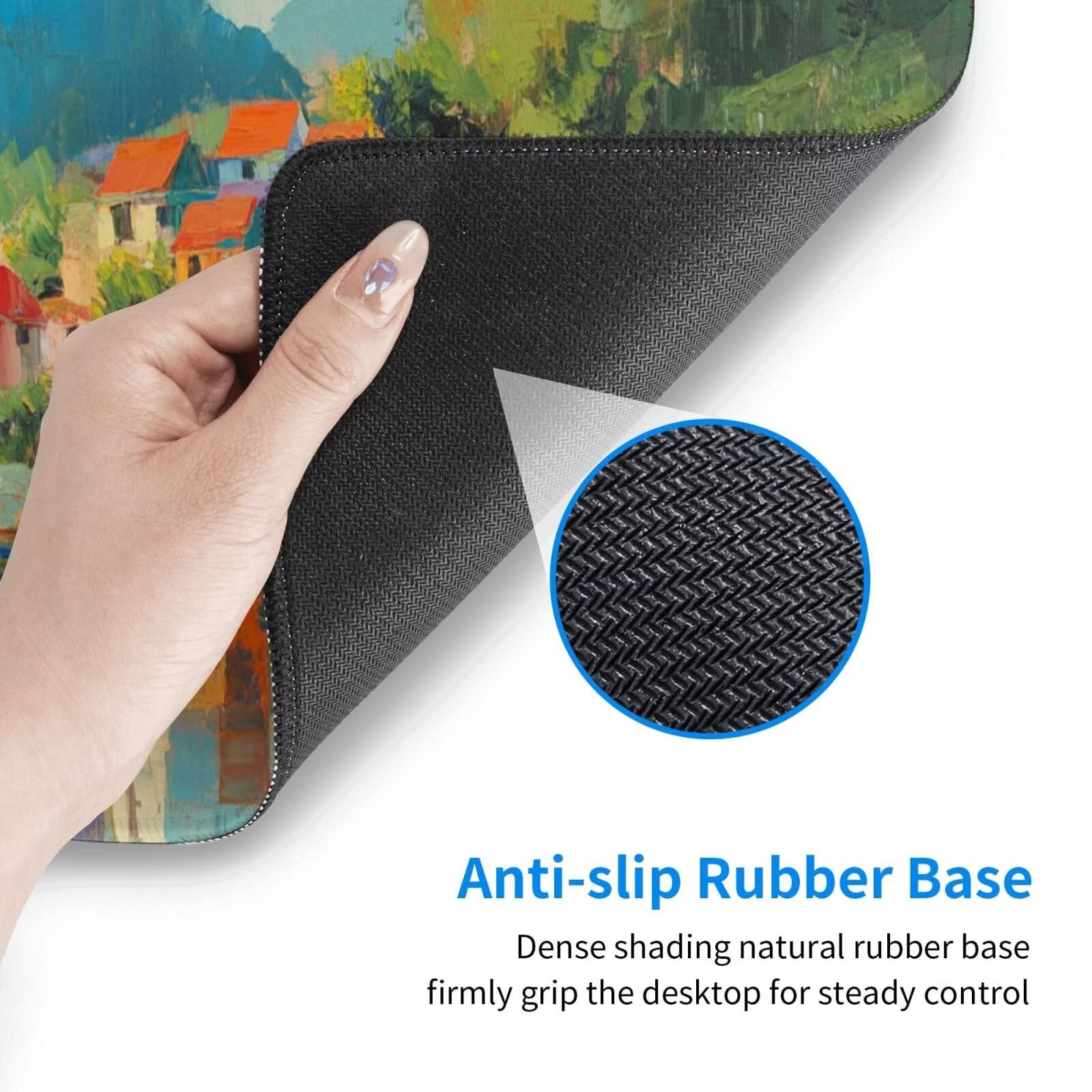 Zielona podkładka pod mysz XXL krajobraz mata na biurko 1600 x 800 x 3 mm zmywalna podkładka do gier na laptopa, z antypoślizgową gumową podstawą do gier, PC, pracowników biurowych Y1329