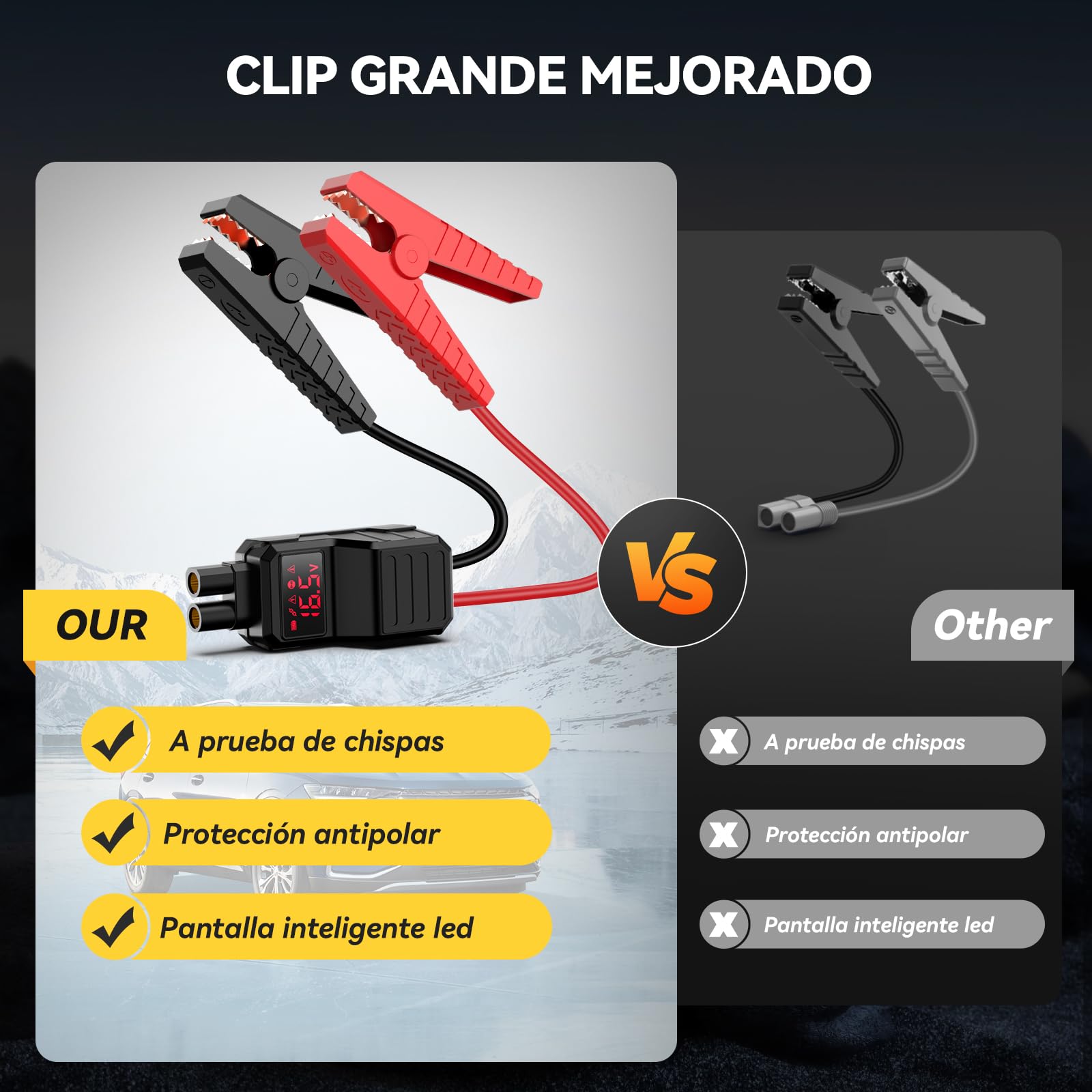YUSMAN Arrancador de Baterias de Coche con Compresor de Aire, 12V 8000A Arrancador Coche Portatil con Inflador de 160 PSI (para All Gasolina o 10L Diesel), Linterna LED de Emergencia