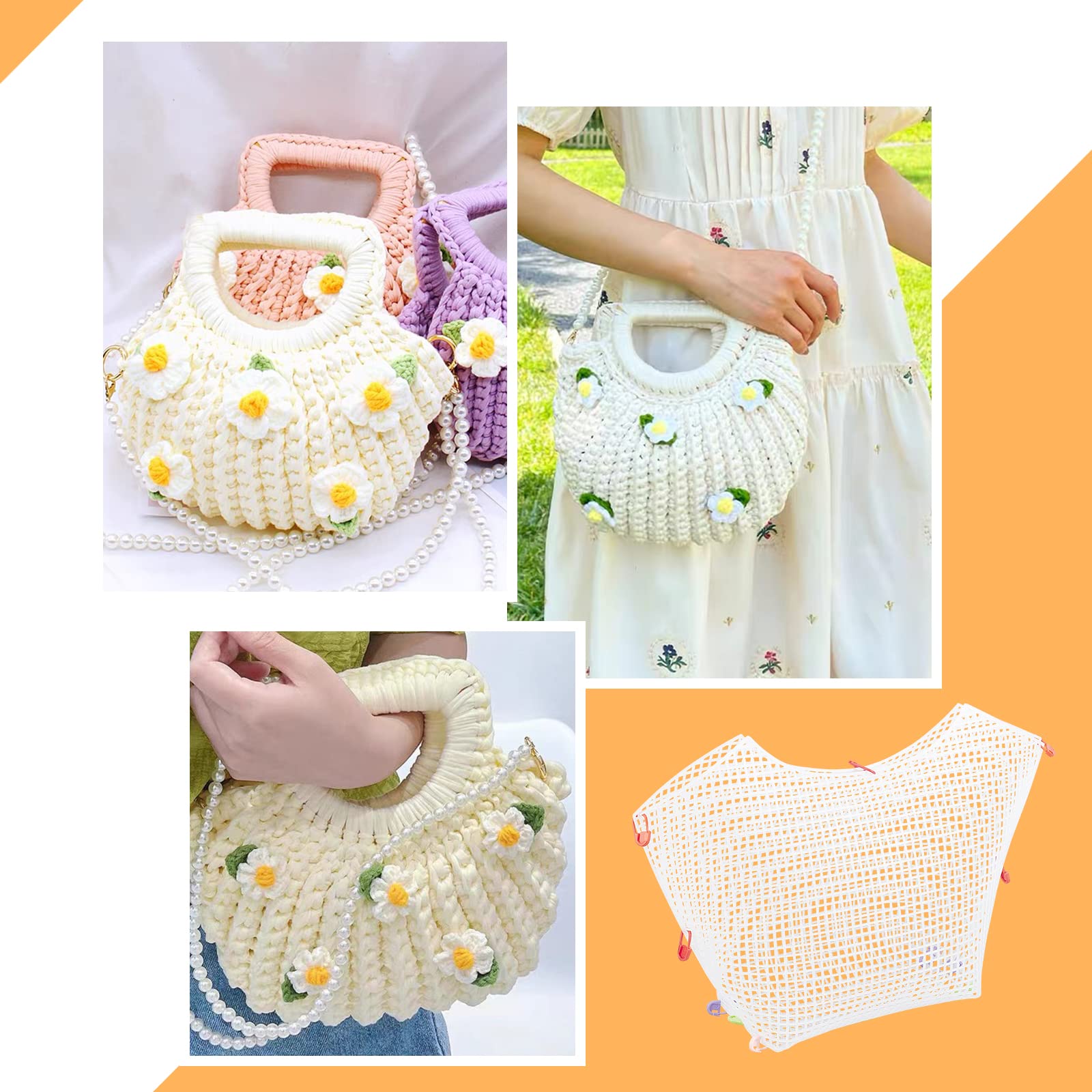WADORN 6 Set di Fogli di Tela di Plastica Trasparente per Ricamo, Fogli di Tela Vuoti per Ricamo, per Realizzare Borse Kit Punto Croce per Borse Fai-da-Te per Progetti Acrilici all'Uncinetto,51x32.1cm