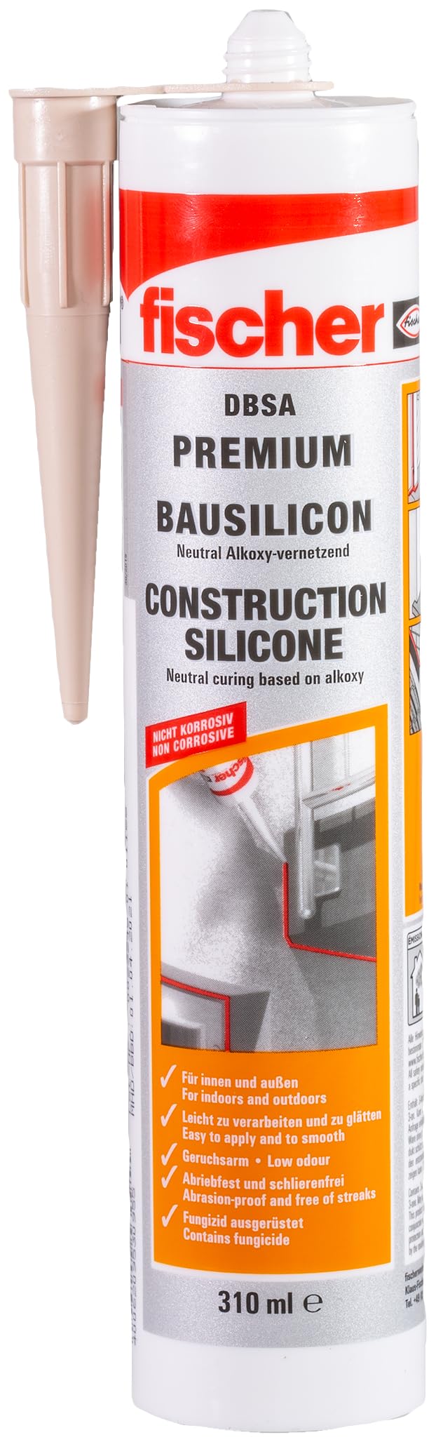 fischer 53092 DBSA Premium Building Silicone 310 ml Concrete Grey