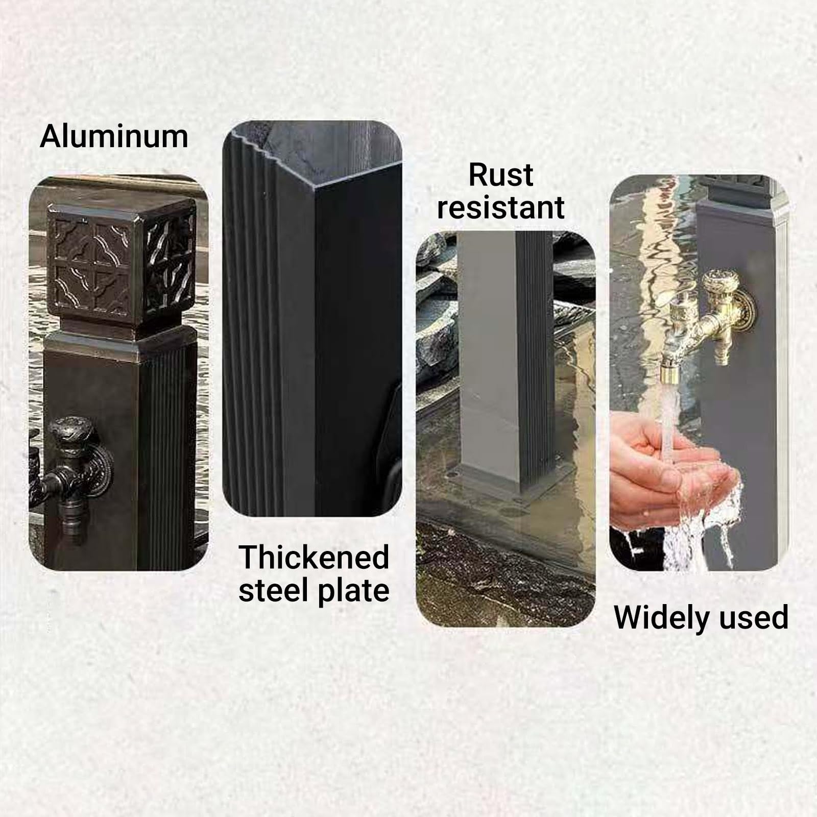 Rubinetto Verticale da Esterno in Ottone Massiccio, antigelo, Colonna d’Acqua autoportante per Giardino, Patio e irrigazione del Prato(Black,80cm/31.5in)