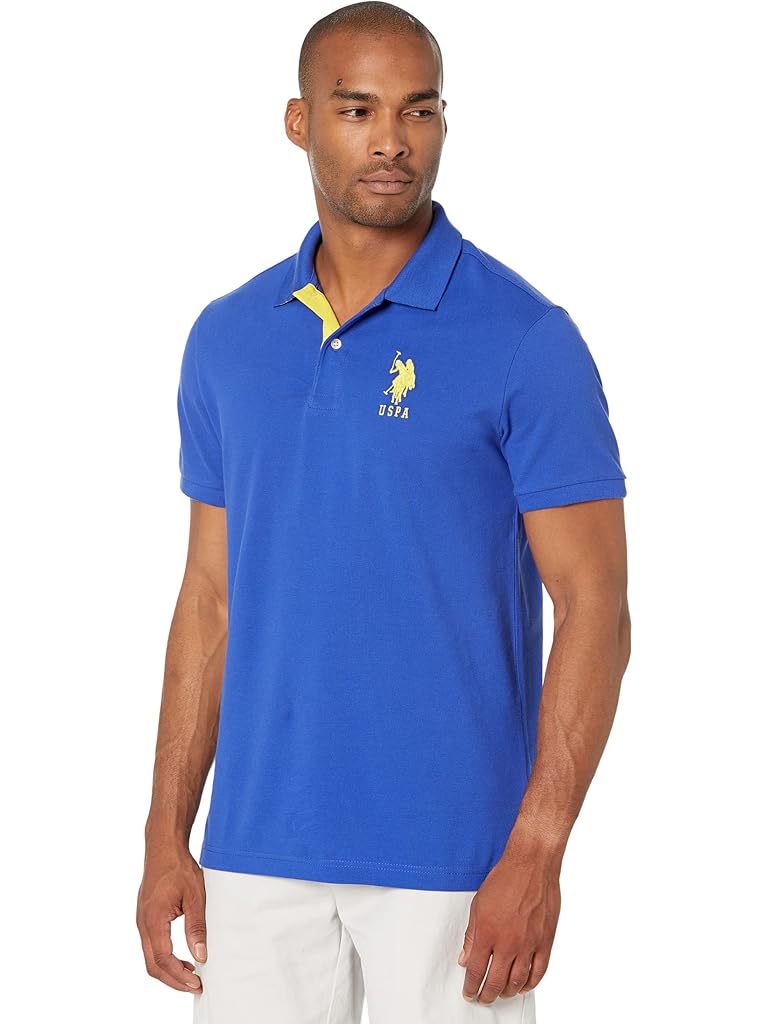 U.S. POLO ASSN. Slim Fit Big Horse Polo with Stripe Collar