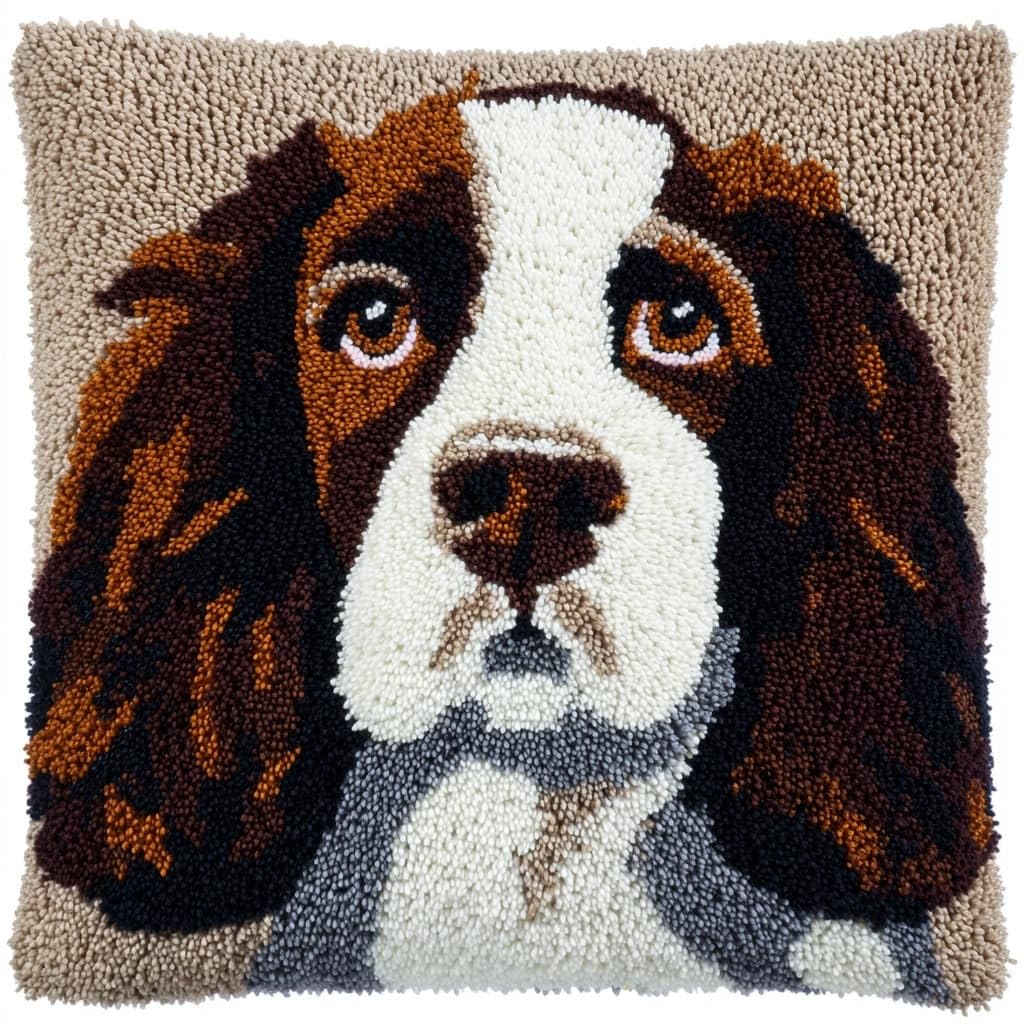 WallustrioaW Latch Hook Cushion Kits,Animal Dog