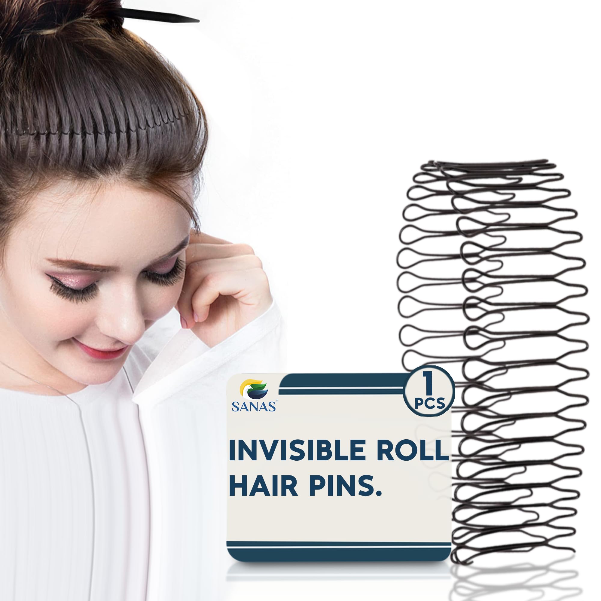 Sanas Hair Styling Tool Accessories (2Pcs) Roll Curve Clip Pins Invisible Fringe Hair Comb Clips Black Inserted Hairpins Hairgrips Barrette (2Pcs) (Black)