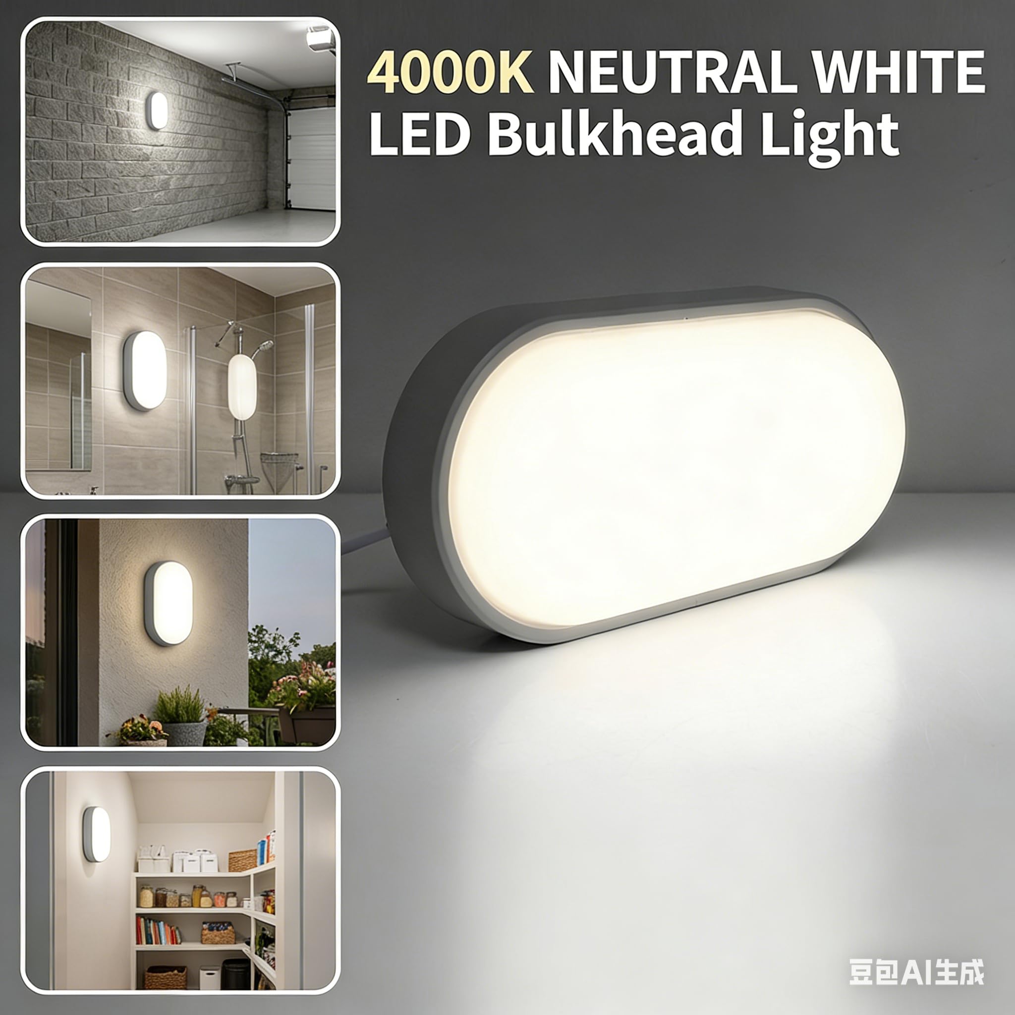 Plafonnier LED Ovale Applique Murale Intérieur, Extérieur IP54 Étanche, 20W 2000LM 4000K Blanc Neutre, Luminaire pour Salle de Bain, Garage, Couloir, Cave, Jardin 2 Pièces