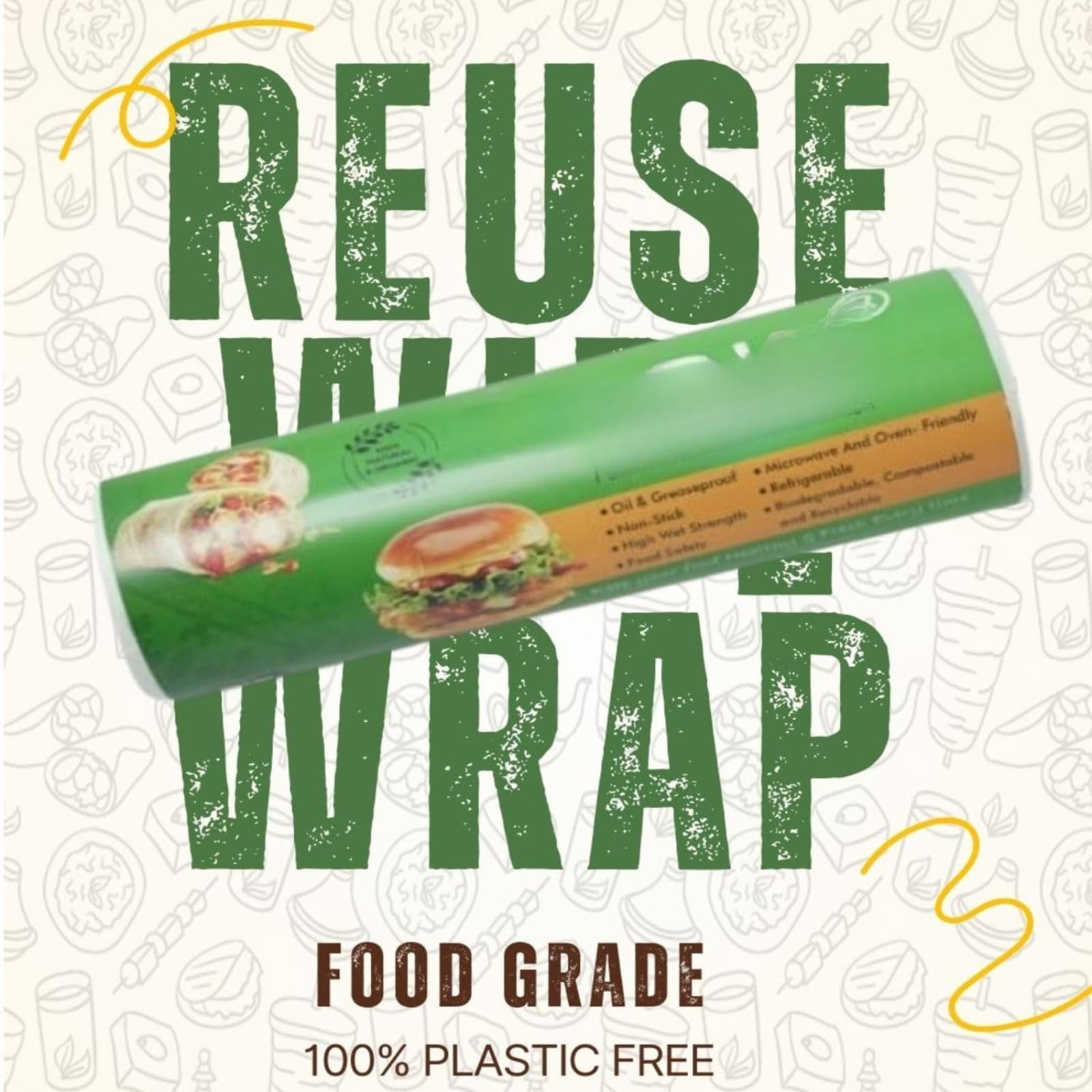 100 Meter Food Wrapping Paper Roll - Premium Non-Stick Butter Wrapping, Food Wrapping Paper, Re-heatable Non Stick Paper, Oven Safe Parchment Paper - Pack of 1