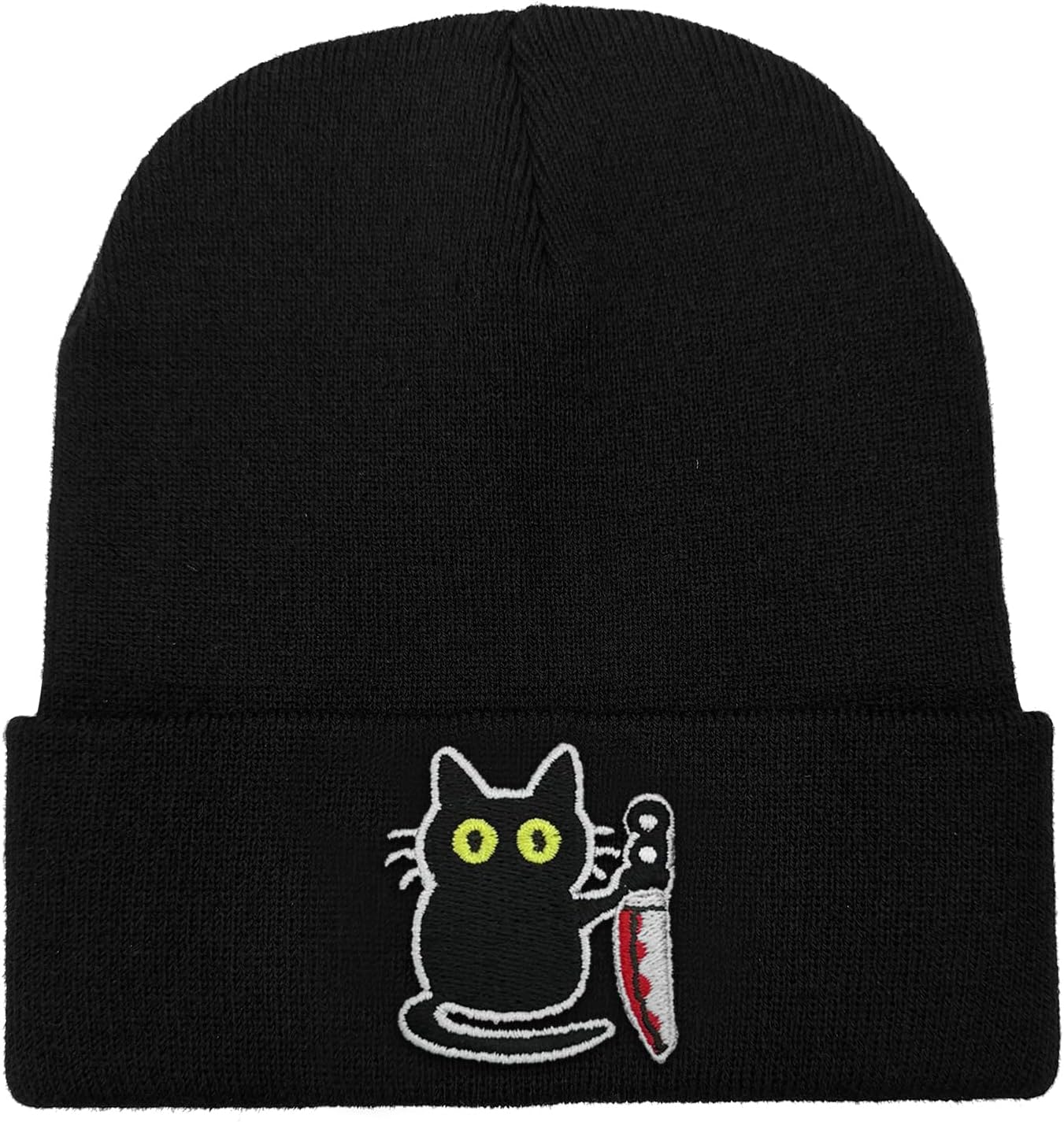 Funny Cool Beanie Cap, Cute Beanies Gifts for Men Women,Adults Unisex Kids Embroidered Black Knit Warm Winter Hat
