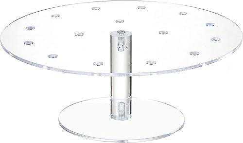 Soporte redondo transparente de acrílico con 16 agujeros para tartas, fiestas, bodas, panaderías (9.44 pulgadas de diámetro)