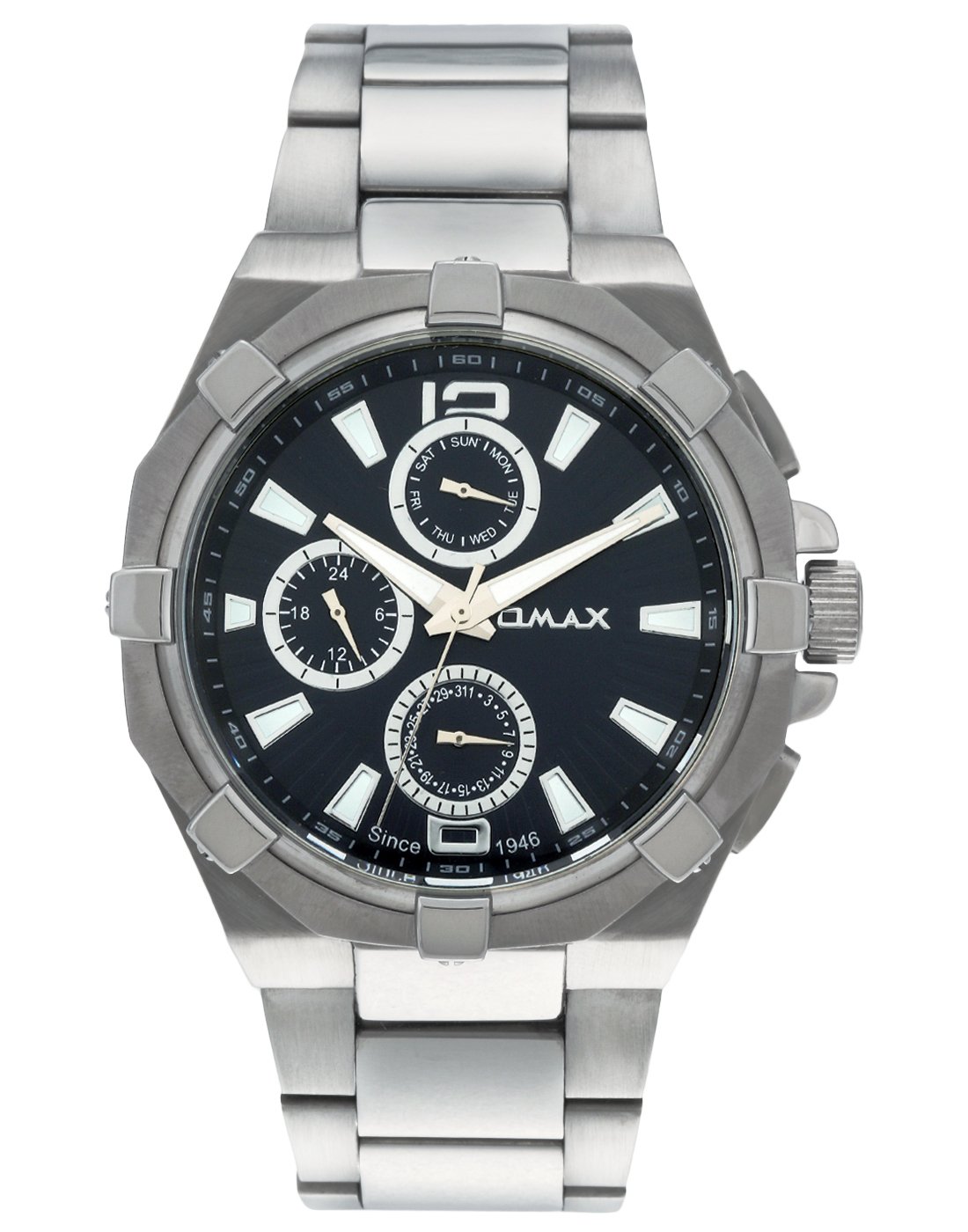 OMAX Analog Multifunction Dial Stainless Steel Strap Rich Classic Look Trendy Watch for Men-All Stainless Steel Durable case, Fashionable SS Series Watch (Black_597) (B01N3PXK00) Amazon Price History, Amazon Price Tracker