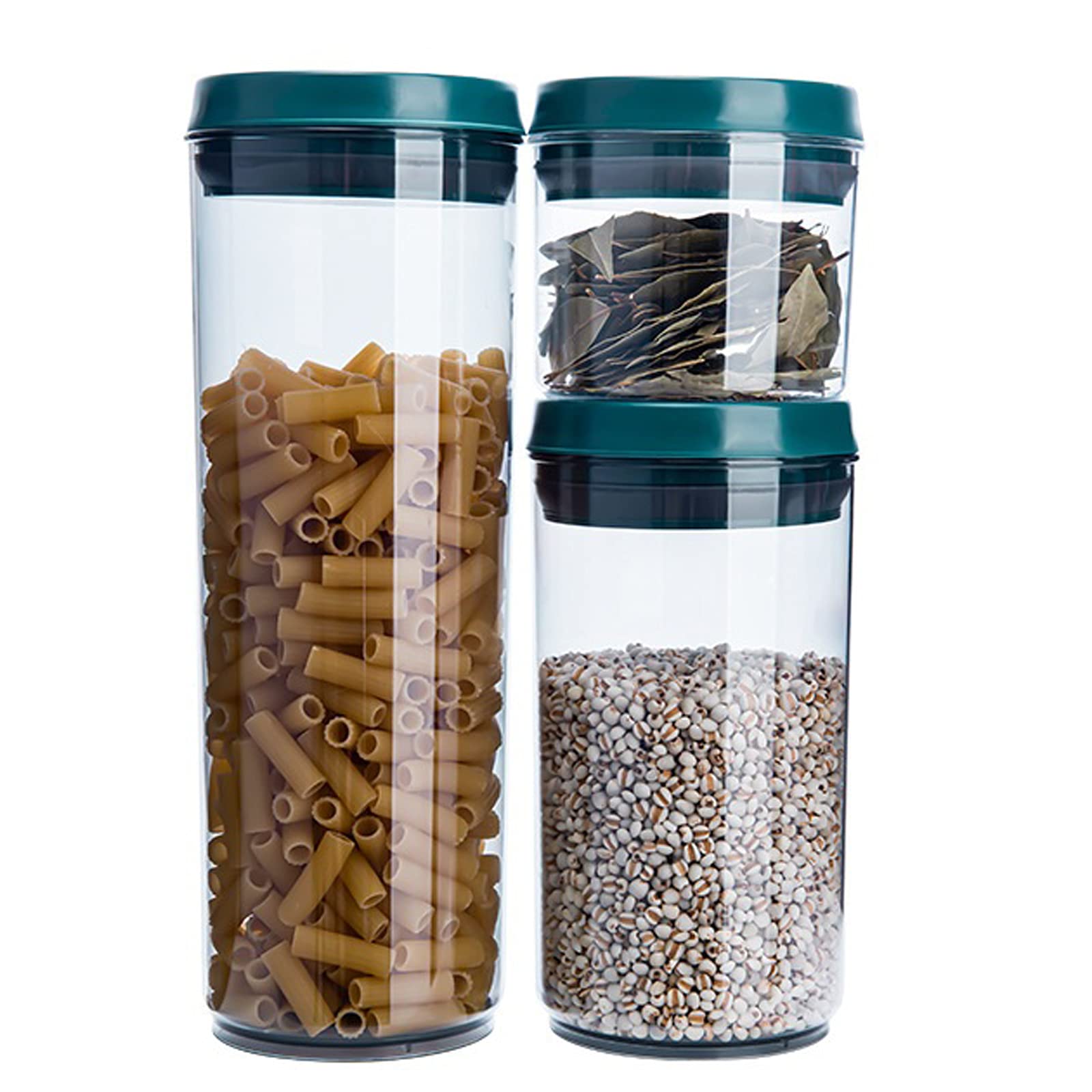 3PCS Airtight Food Storage Container Kitchen & Pantry Containers - BPA-Free - Clear Plastic Canisters with Improved Durable Lids(600ml/1380ml/2000ml)