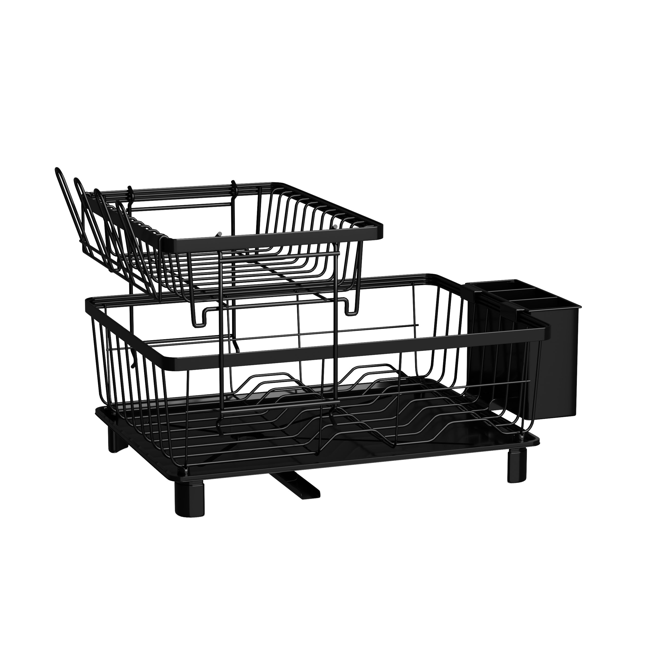 Égouttoir à vaisselle en acier inoxydable noir 48,5x32,5x33 cm - Égouttoir de cuisine - Porte-vaisselle - Égouttoir moderne - Essoroir à vaisselle