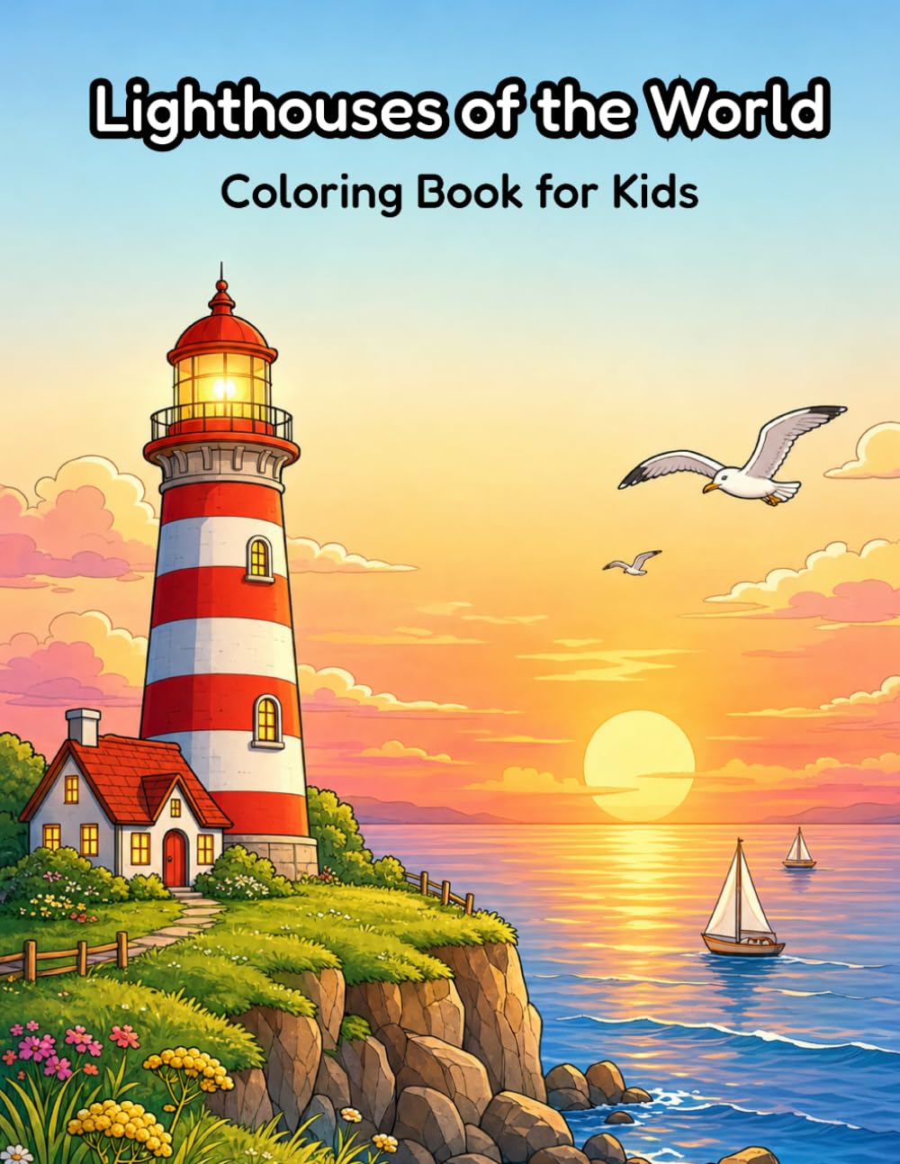 Lighthouses of the World Coloring Book for Kids: 30 Beautiful and Detailed Coloring Pages of Lighthouses, Ocean Waves, Sailing Ships and Coastal ... 6-9 | A Fun Gift for Kids Who Love the Sea