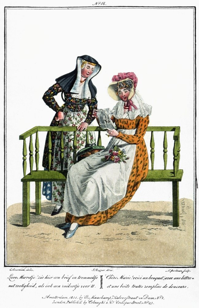 Amsterdam Young Lady 1811 NDear Marie Here Is A Bouquet With A Letter And A Box Filled With Sweets Satirical Lithograph Amsterdam 1811 Poster Print by (24 x 36)