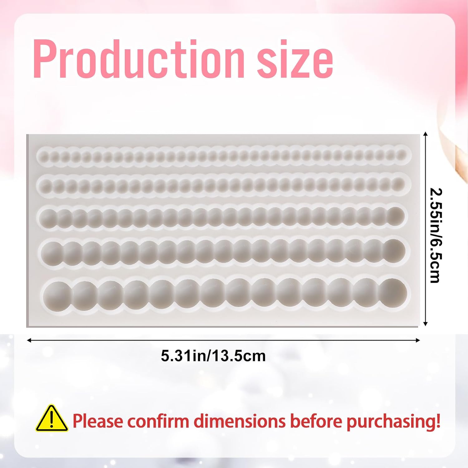 1 Piece Pearl Fondant Molds Hemisphere Pearl Chain Cake Border Decoration Silicone Pearls Borders Fondant Mold for Cake Decorating, Cupcake Toppers, UV Resin, Plaster Clay