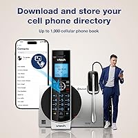 Vista 2 de VTech DS6771-3 DECT 6.0, teléfono inalámbrico desplegable con conexión a Cell, Siri y Google Now Access, plateado/negro, 2 teléfonos inalámbricos