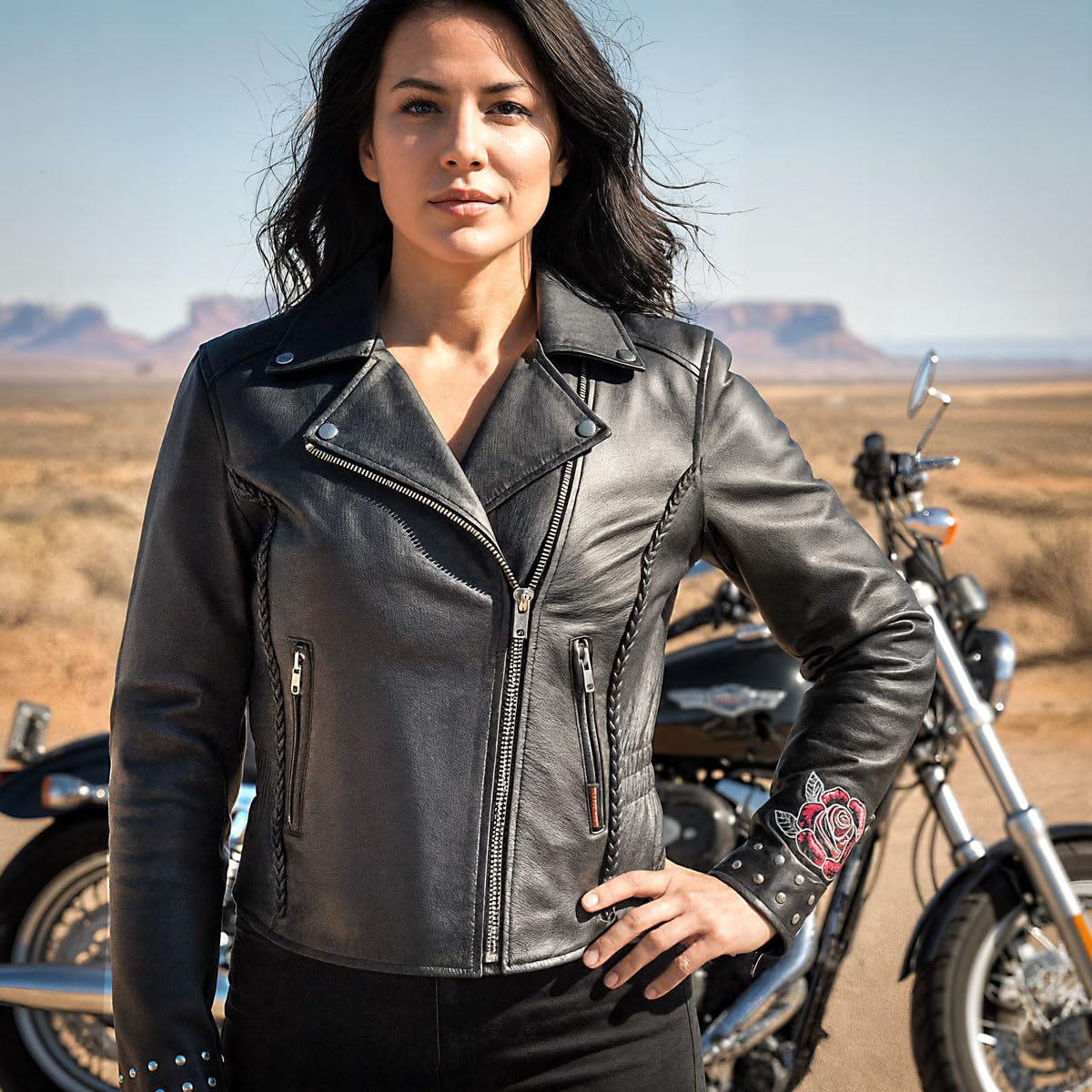 Hot Leathers Women's Leather Motorcycle Riding Jacket (JKL2001-BLACK, XX-Large): Jkl1027-black Small