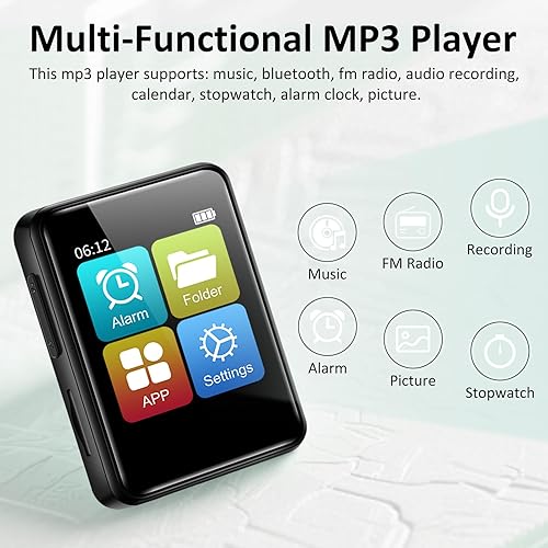 Miniatura 6 de Reproductor MP3 de 1.8 pulgadas con Bluetooth, reproductor de música digital de 32 GB para niños, mini reproductor MP3 Bluetooth portátil con