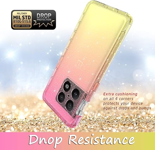 Miniatura 4 de Rosebono Funda compatible con OnePlus 10 Pro, funda híbrida con purpurina brillante, transparente, colorido, degradado, funda protectora de TPU para