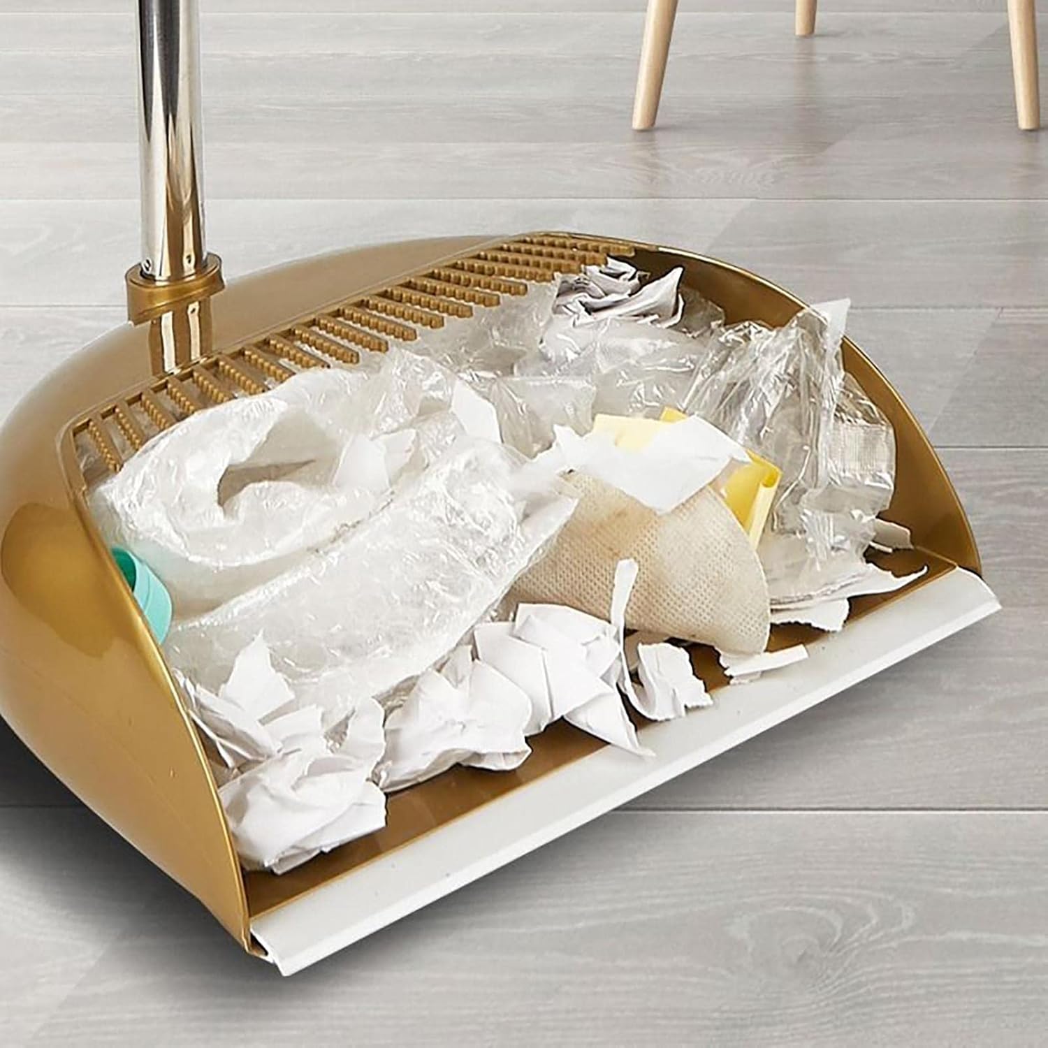 Upgrade Long Handle Broom with Stand Up Dustpan Combo Set for Home Kitchen