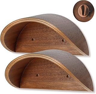 2-Pack Wall-Mounted Wooden Hat Rack| Non-Damage Brim Design Keeps Hat Shape | Wooden Holder with Satin Finish Hooks | Western Closet Entryway Organizer