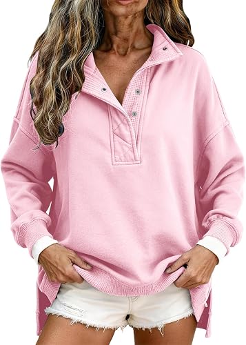 Super Soft Fall Clothes for Women Solid Snap Placket Oversized Comfort Warm Wome