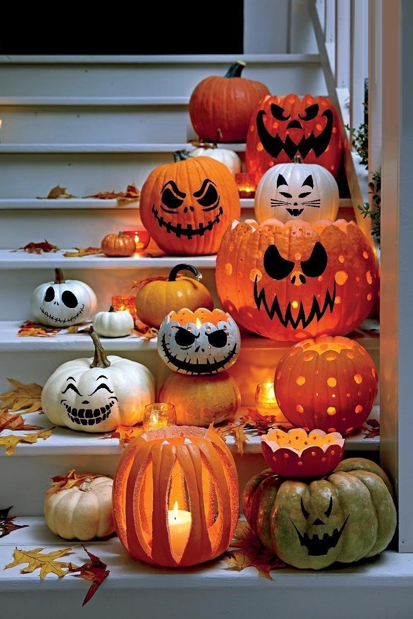 Pumpkin Faces #2 ~ Halloween: Qty 8 Pumpkin Jack SKEL Theme, Decals Range 4 X 6 to 4 X 5