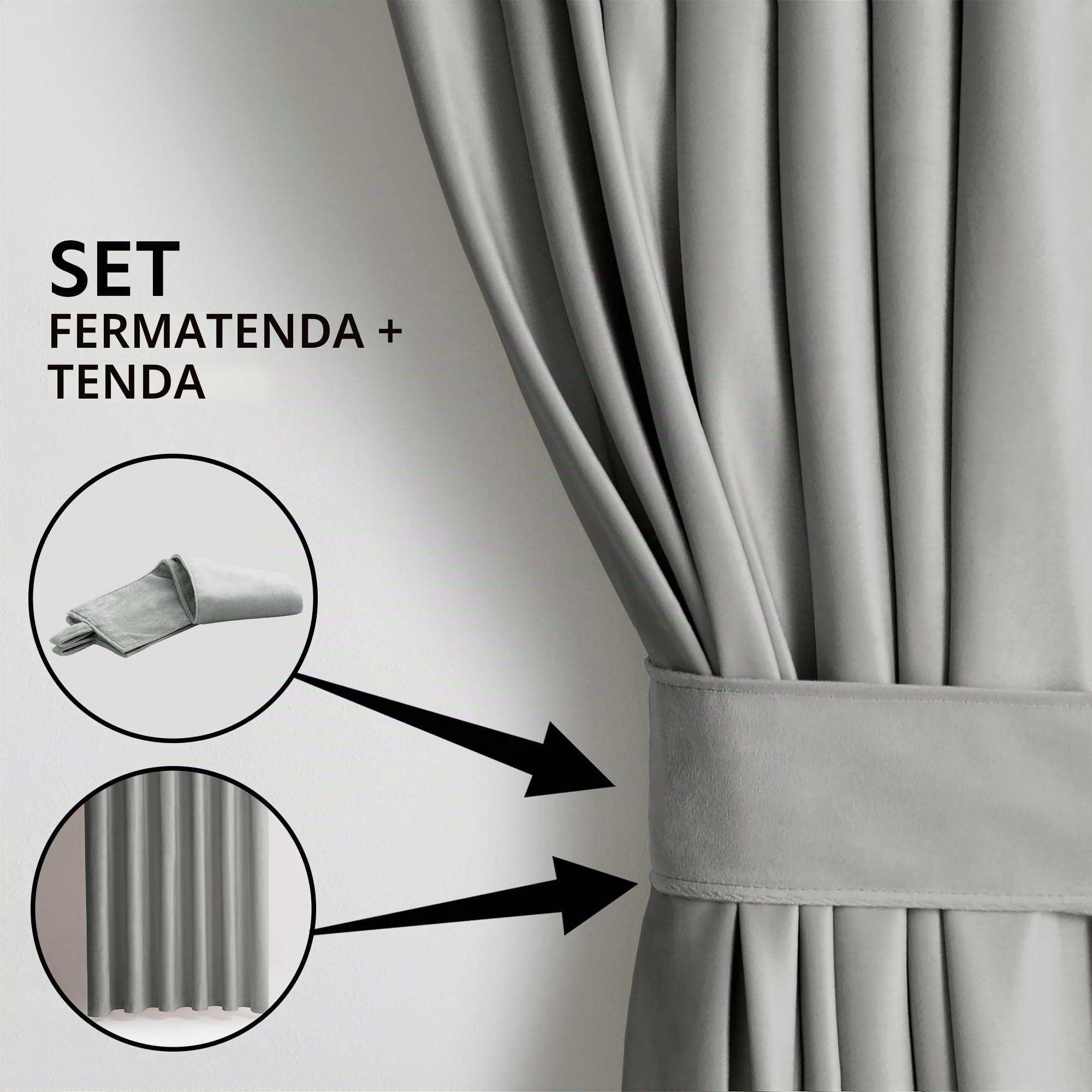 AmeliaHome Tenda effetto velluto, 140 x 270 cm, in acciaio, 1 pezzo, nastro arricciato, in velluto, decorazione per finestra, leggera e luccicante