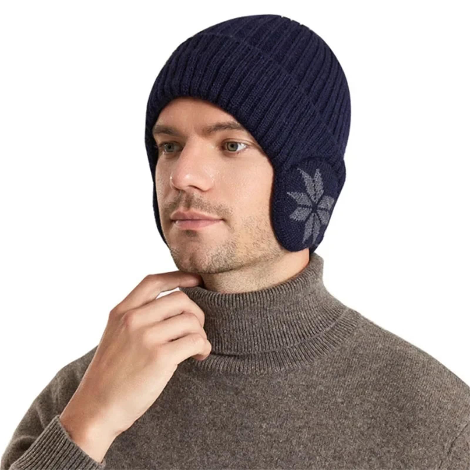 Cappello in cotone lavorato a maglia caldo peluche da uomo invernale unisex Protezione for le orecchie esterno più berretto in velluto for cappelli pullover donna per Gita