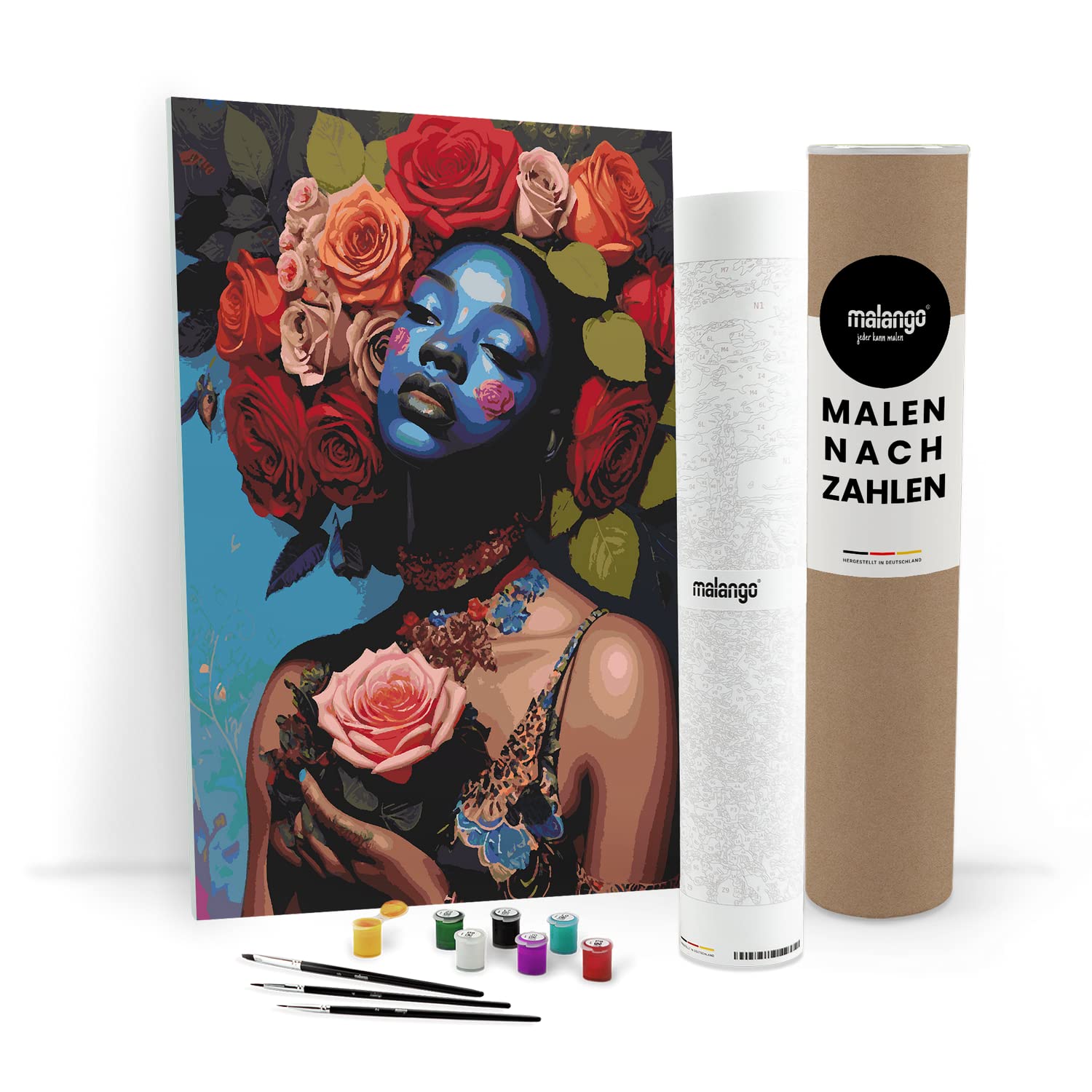 Malen nach Zahlen Erwachsene - Frau Bonny Blumenhaar 90 x 60 cm groß XL Premium-Malset ohne Rahmen, Hergestellt in unserer Produktion in Deutschland, Kreative