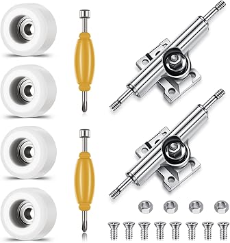 Zhehao 8 Pcs Fingerboard Wheels Trucks Set CNC with Tool 34 mm Deck, White