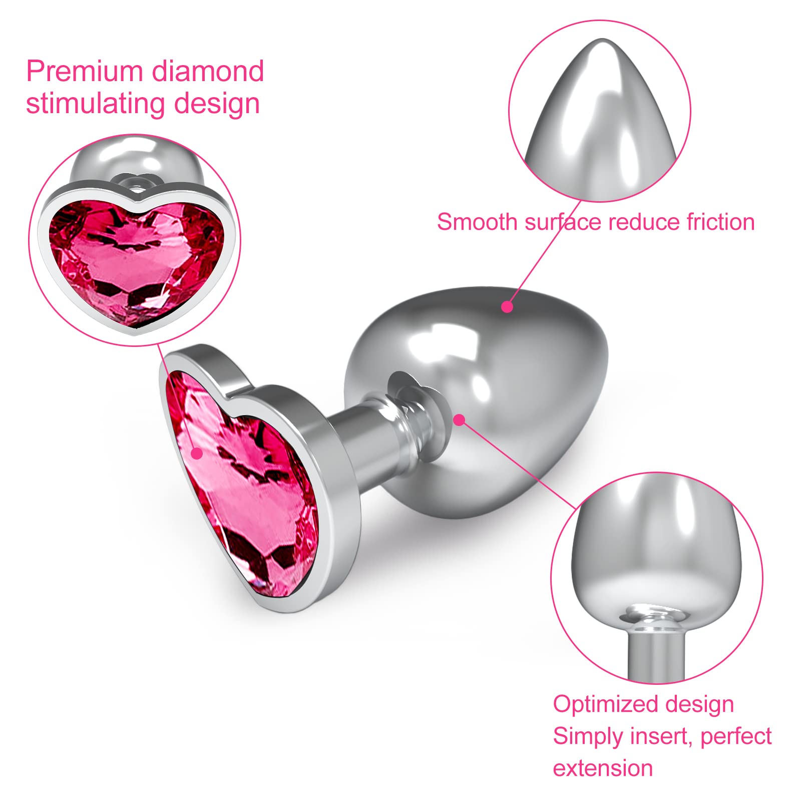 3Pcs Set Luxury Metal Butt Toys Heart Shaped Anal Trainer Jewel - View #7