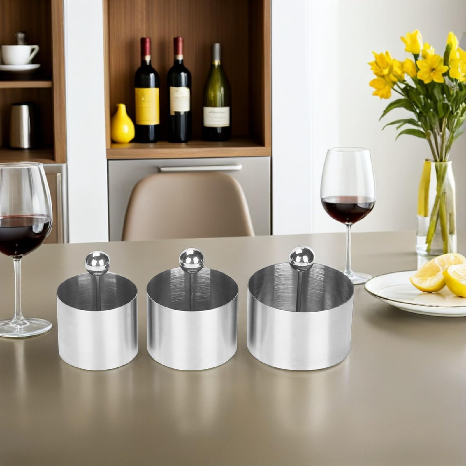 Utensilio de Cocina Adecuado para Decorar y Moldear Cocina Molde de Solteritas Redondo Fácil de Usar de Acero Inoxidable para Platos Fríos Prensador